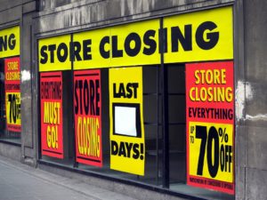 A store going through bankruptcy in White Plains, New York.