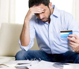 Man is filing for bankruptcy due to credit card debt.